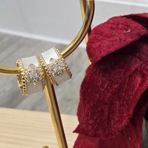 Gold and White Crystal Women's Earrings